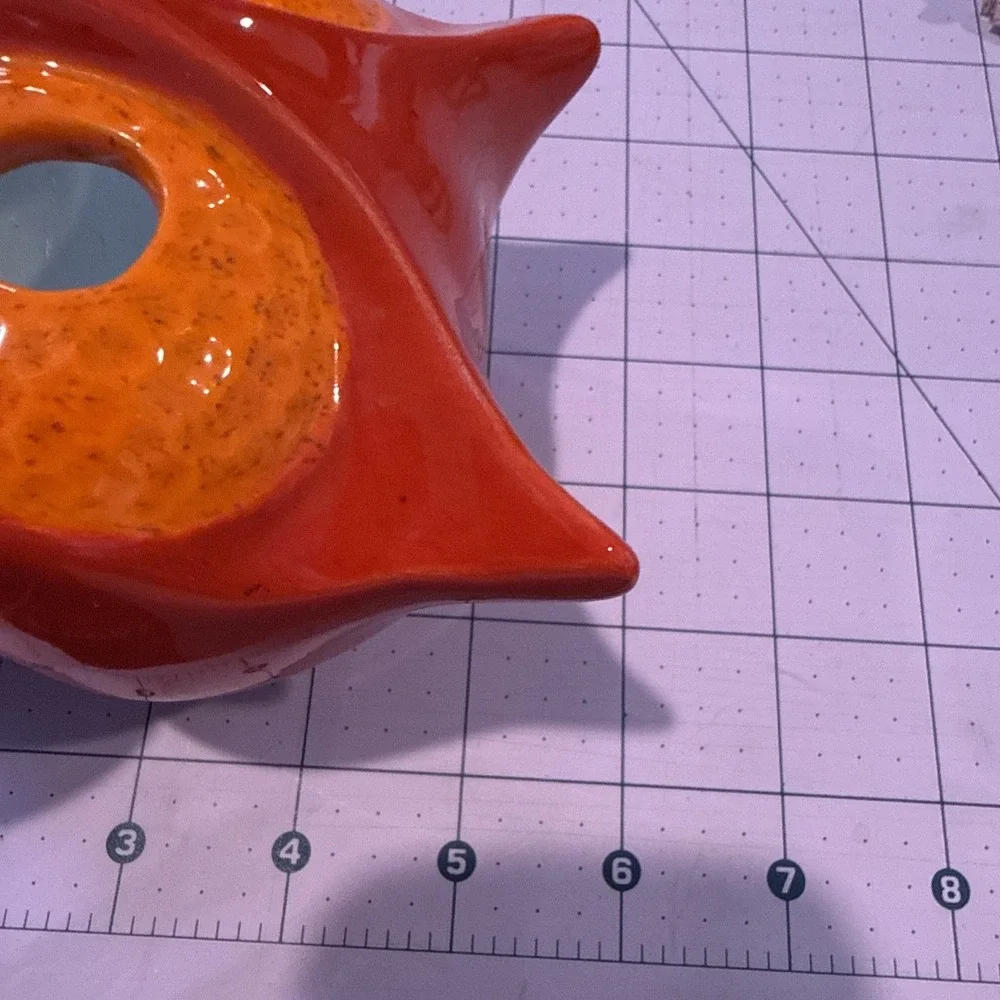 Vintage‎ Mid-Century Modern Red Ceramic Owl Tea Light Candle Holder-Retro Decor
